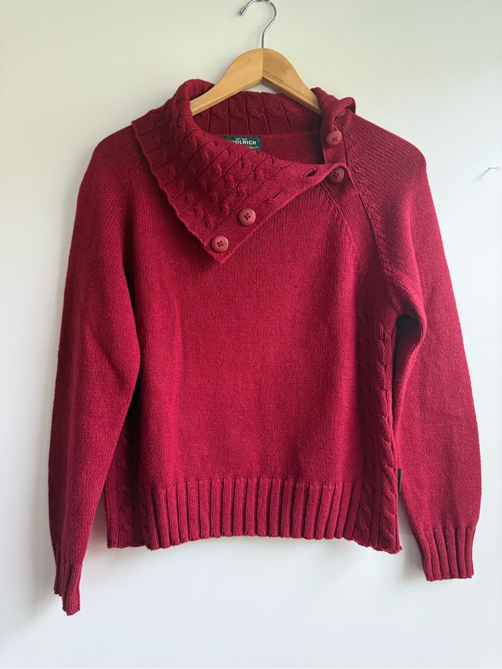 Woolrich Women's Deep Red Button-Accent Knit Turtleneck Sweater